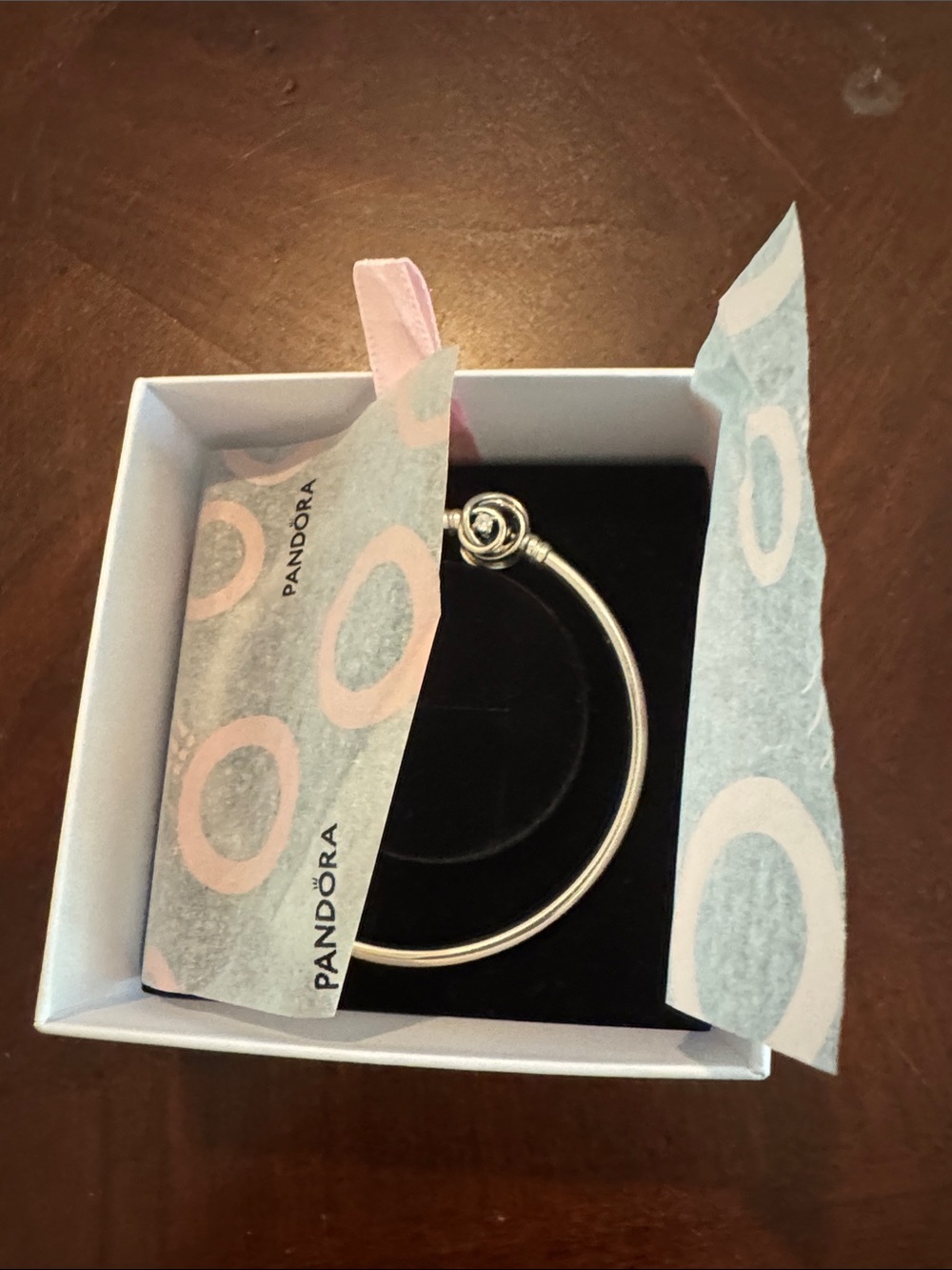 Pandora Moments Sterling Silver Encircled Clasp Bangle Bracelet 8.3 inch - Picture 5 of 7